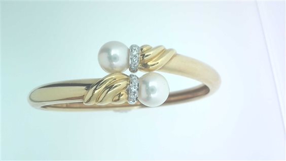 Bracciale Giorgio Visconti Donna PERLE in Oro giallo Perla RIGIDO PERLE DIA 0.08 - RIGIDO PERLE DIA 0.08